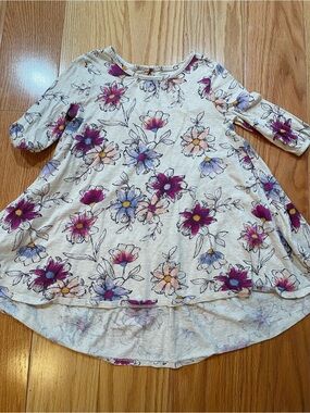 Old Navy Cream Toddler Top with Purple and Peach Floral Print